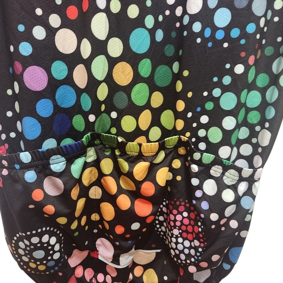 Weimostar Cycling Jersey Full Zip Black Multicolored Dots Size XXL Back Pockets - Picture 5 of 6